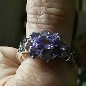 JTV Oval & Pear shaped Tanzanite Blue Diamond Ring